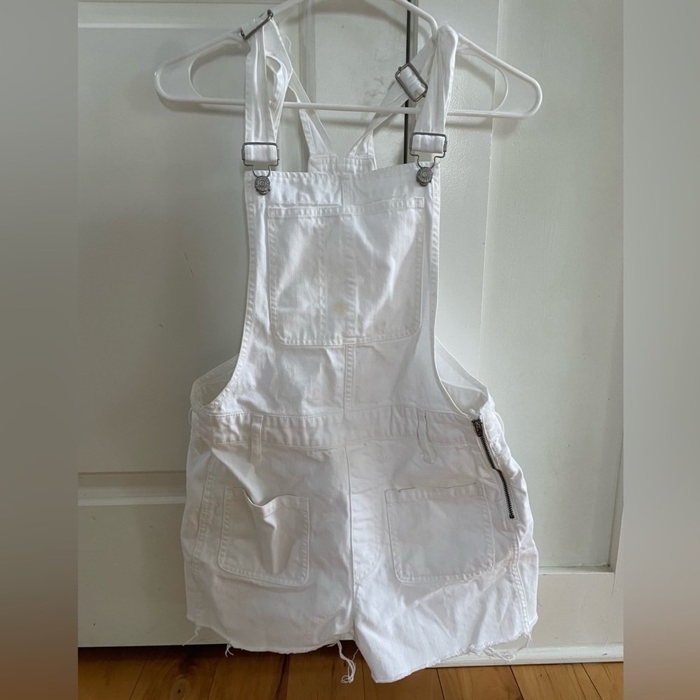 White overalls shorts